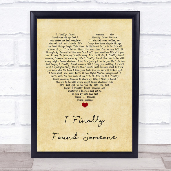 Bryan Adams Barbra Streisand I Finally Found Someone Heart Lyric Print