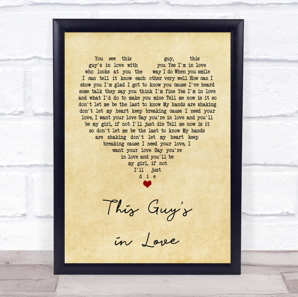 Burt Bacharach This Guy's in Love Vintage Heart Song Lyric Quote Print