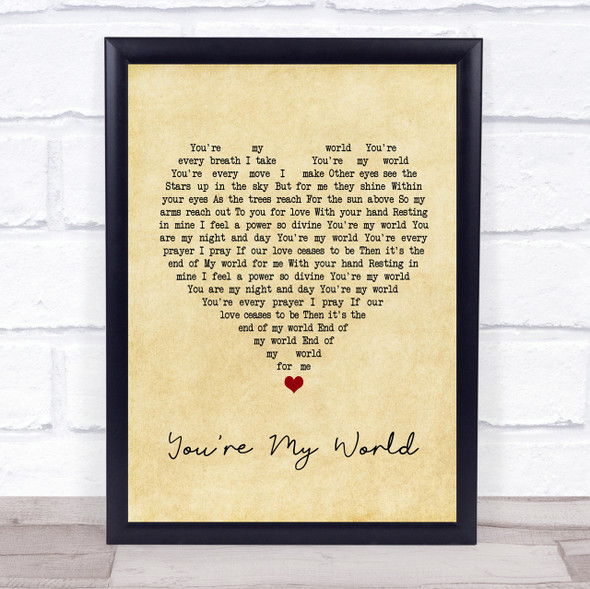 Cilla Black You're My World Vintage Heart Song Lyric Quote Print