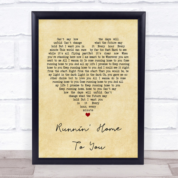 Grant Gustin Runnin' Home To You Vintage Heart Song Lyric Quote Print