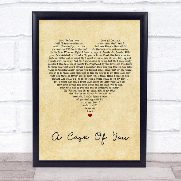 Joni Mitchell A Case Of You Vintage Heart Song Lyric Quote Print