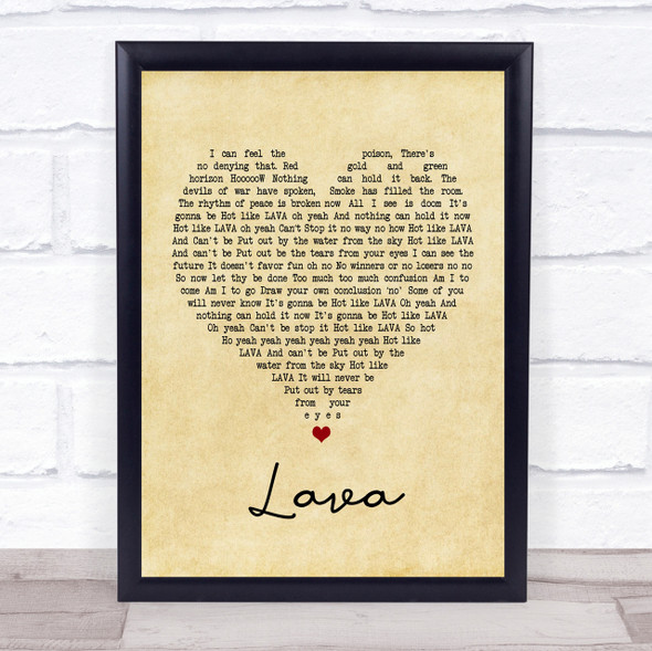 Laid Blak Lava Vintage Heart Song Lyric Quote Print