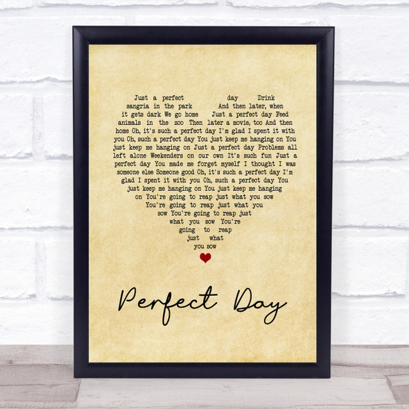 Lou Reed Perfect Day Vintage Heart Song Lyric Quote Print