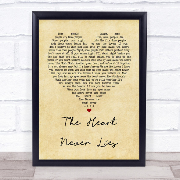 McFly The Heart Never Lies Vintage Heart Song Lyric Quote Print