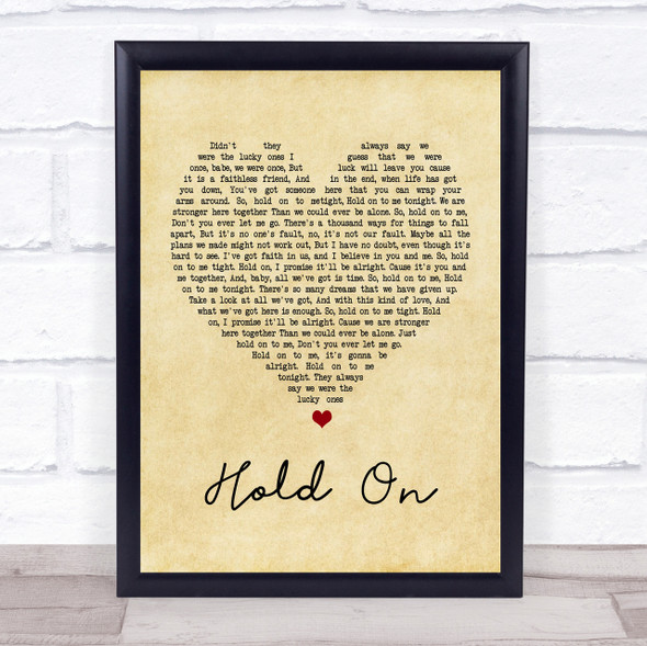 Michael Buble Hold On Vintage Heart Song Lyric Quote Print