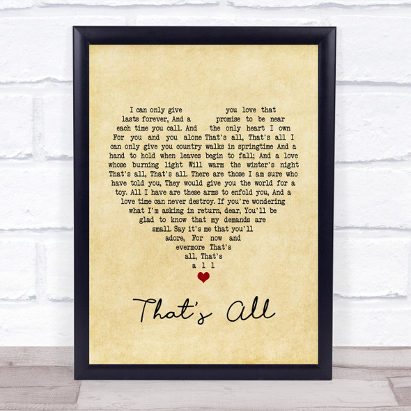 Michael Buble That's All Vintage Heart Song Lyric Quote Print