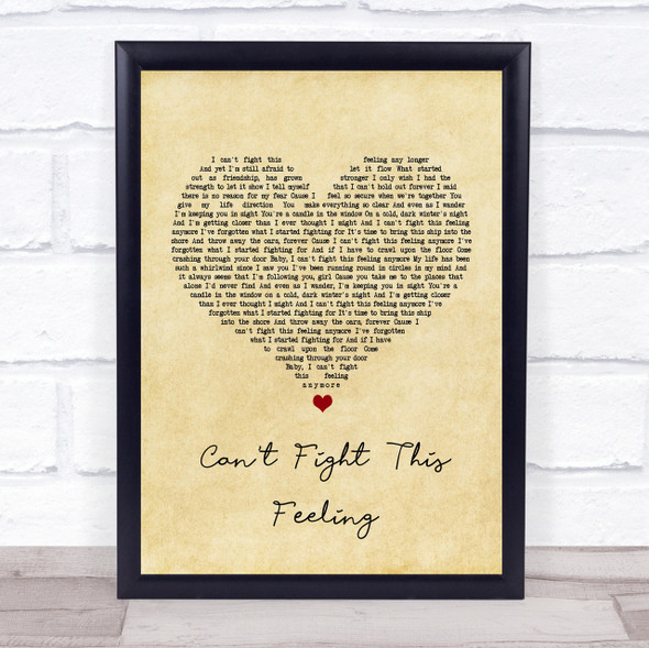 REO Speedwagon Can't Fight This Feeling Vintage Heart Song Lyric Quote Print