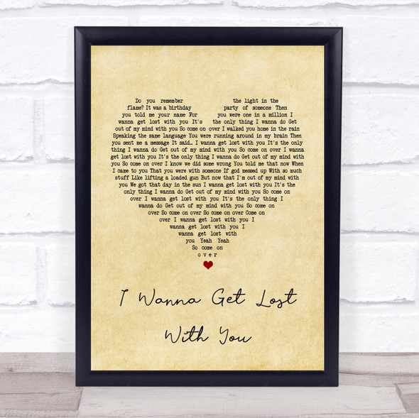 Stereophonics I Wanna Get Lost With You Vintage Heart Song Lyric Quote Print