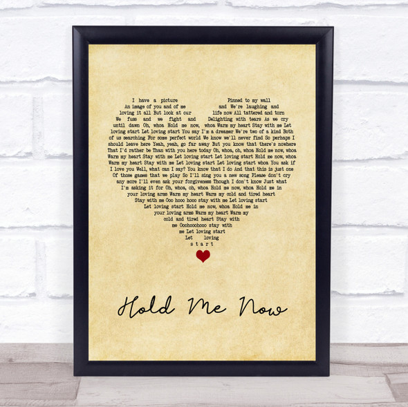 Thompson Twins Hold Me Now Vintage Heart Song Lyric Quote Print