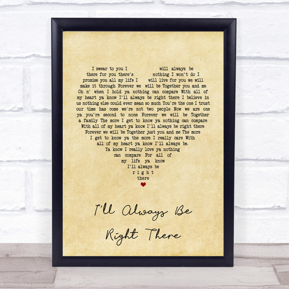 I'll Always Be Right There Vintage Heart Song Print