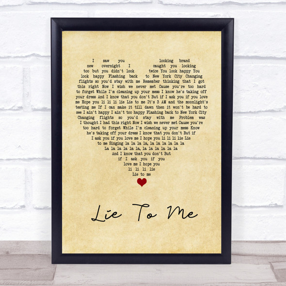 5 Seconds Of Summer Lie To Me Vintage Heart Quote Song Lyric Print