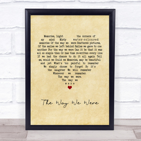 Barbra Streisand The Way We Were Vintage Heart Quote Song Lyric Print