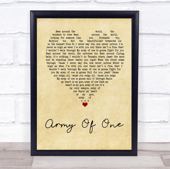 Coldplay Army Of One Vintage Heart Quote Song Lyric Print