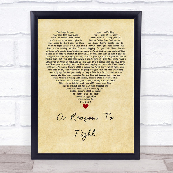 Disturbed A Reason To Fight Vintage Heart Quote Song Lyric Print
