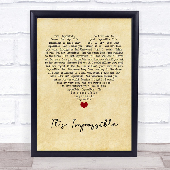 Elvis Presley It's Impossible Vintage Heart Quote Song Lyric Print
