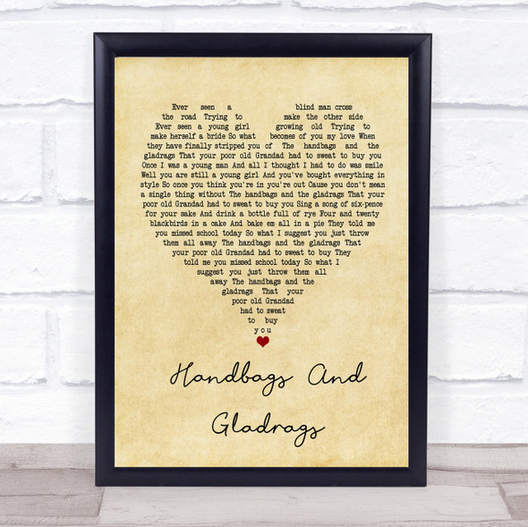 Stereophonics Handbags And Gladrags Vintage Heart Quote Song Lyric Print