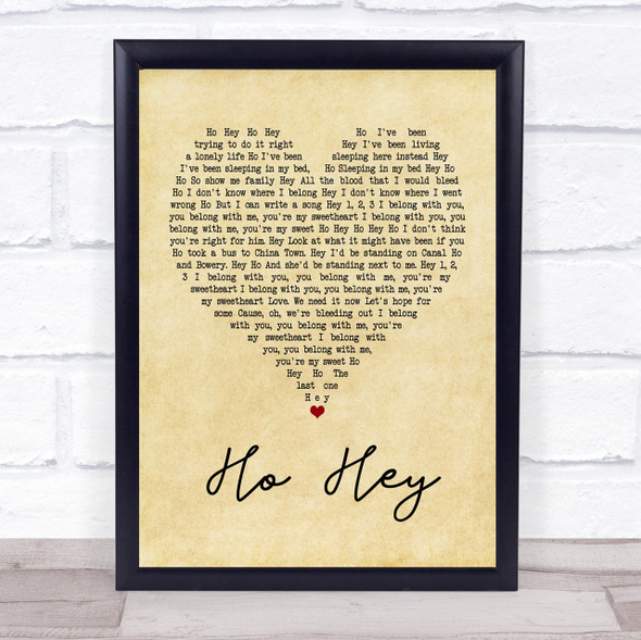 The Lumineers Ho Hey Vintage Heart Quote Song Lyric Print