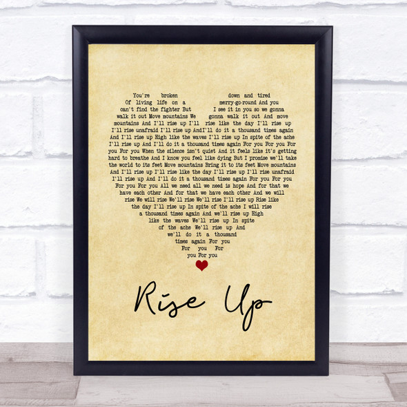 Andra Day Rise Up Vintage Heart Song Lyric Print