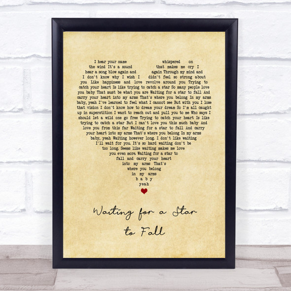 Boy Meets Girl Waiting for a Star to Fall Vintage Heart Song Lyric Print