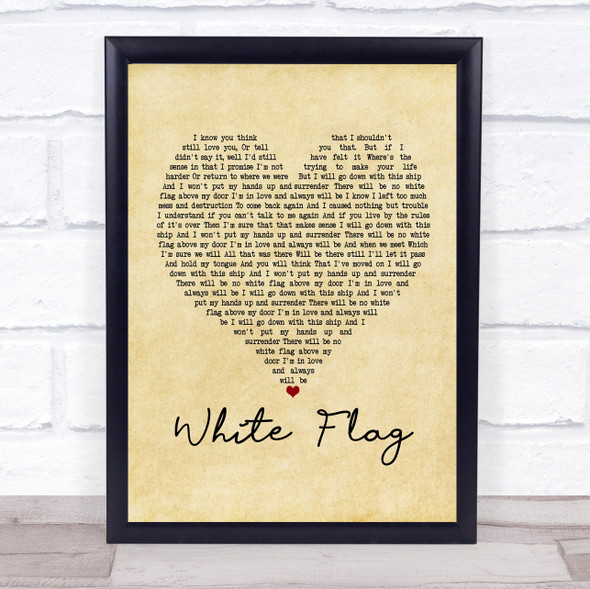 Dido White Flag Vintage Heart Song Lyric Print