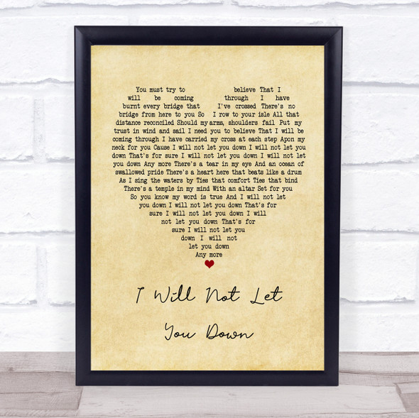Don McGlashan I Will Not Let You Down Vintage Heart Song Lyric Print