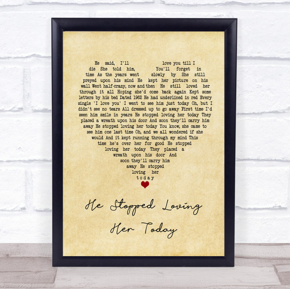 George Jones He Stopped Loving Her Today Vintage Heart Song Lyric Print