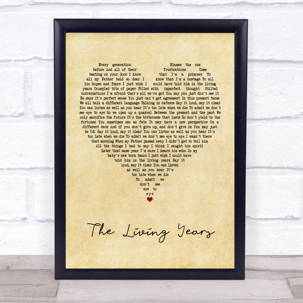 Mike + The Mechanics The Living Years Vintage Heart Song Lyric Print