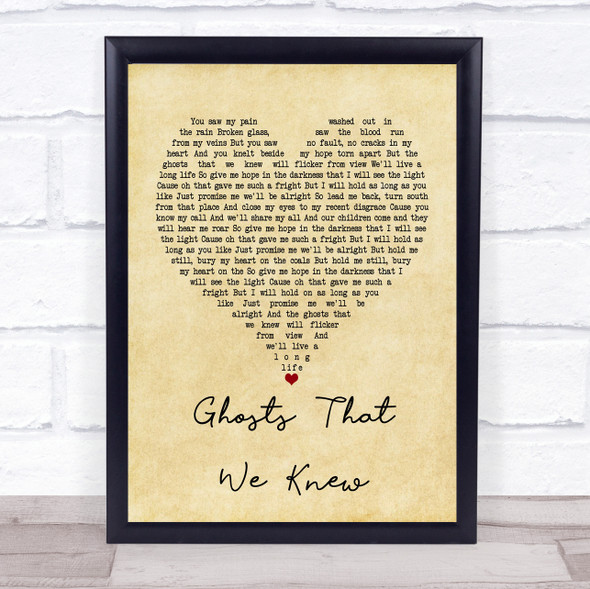 Mumford & Sons Ghosts That We Knew Vintage Heart Song Lyric Print