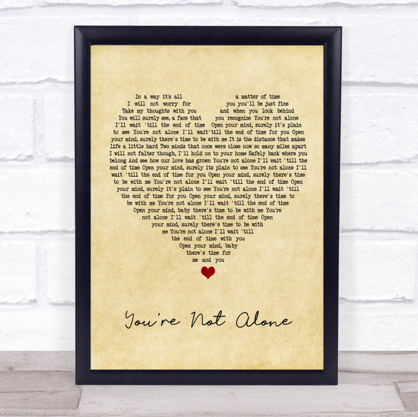 Olive You're Not Alone Vintage Heart Song Lyric Print