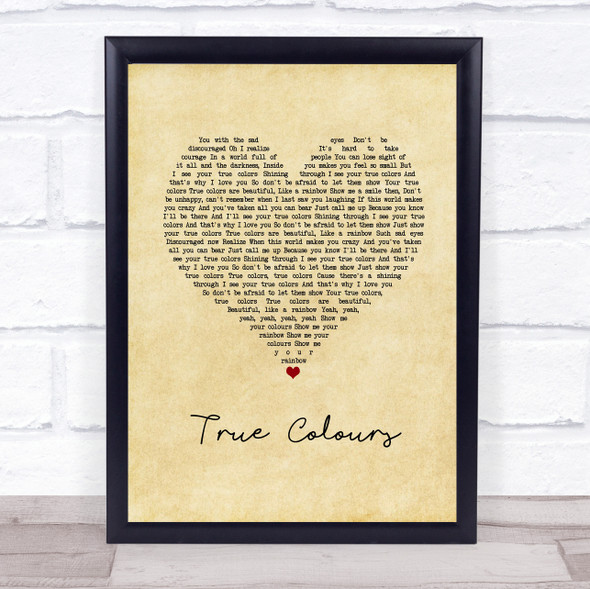 Phil Collins True Colours Vintage Heart Song Lyric Print