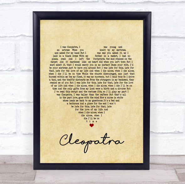 The Lumineers Cleopatra Vintage Heart Song Lyric Print