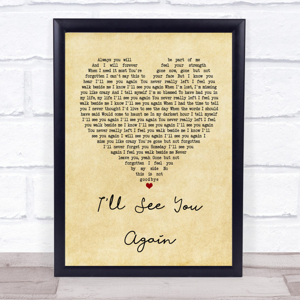 Westlife I'll See You Again Vintage Heart Song Lyric Print