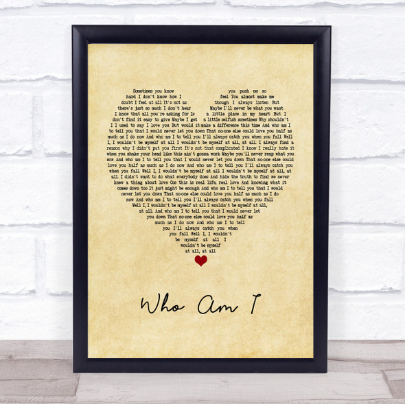 Will Young Who Am I Vintage Heart Song Lyric Print