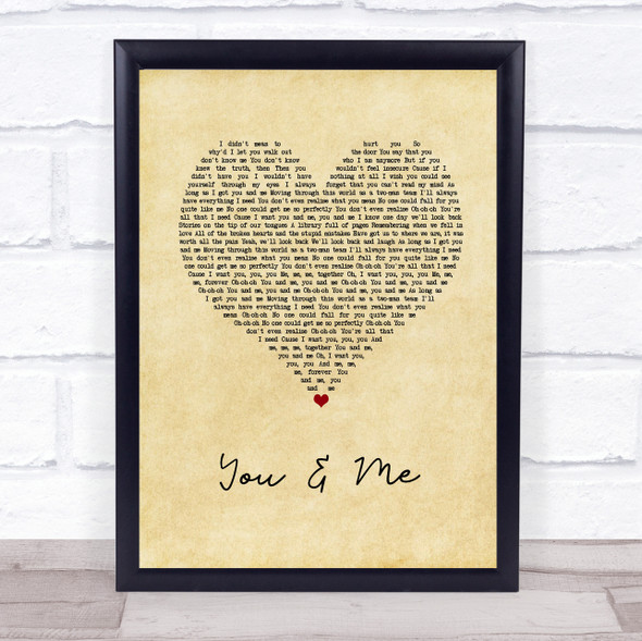 James TW You & Me Vintage Heart Song Lyric Print