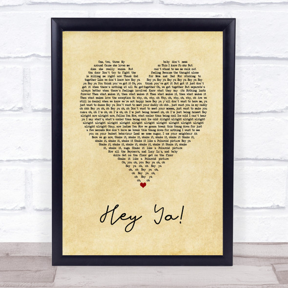 OutKast Hey Ya! Vintage Heart Song Lyric Print