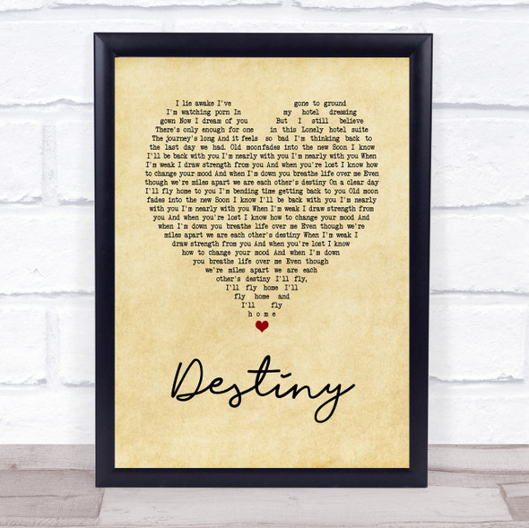 Zero 7 Destiny Vintage Heart Song Lyric Print