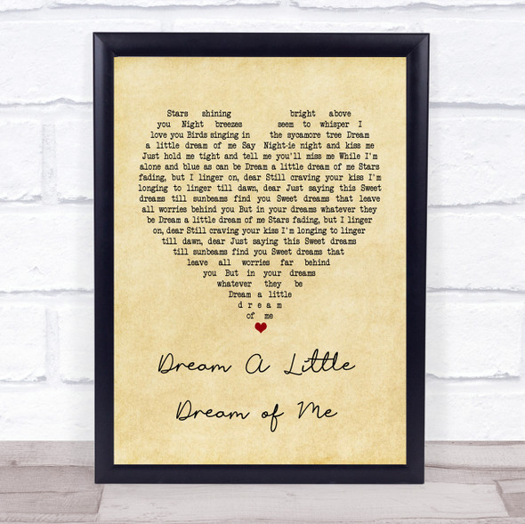 Doris Day Dream A Little Dream of Me Vintage Heart Song Lyric Print