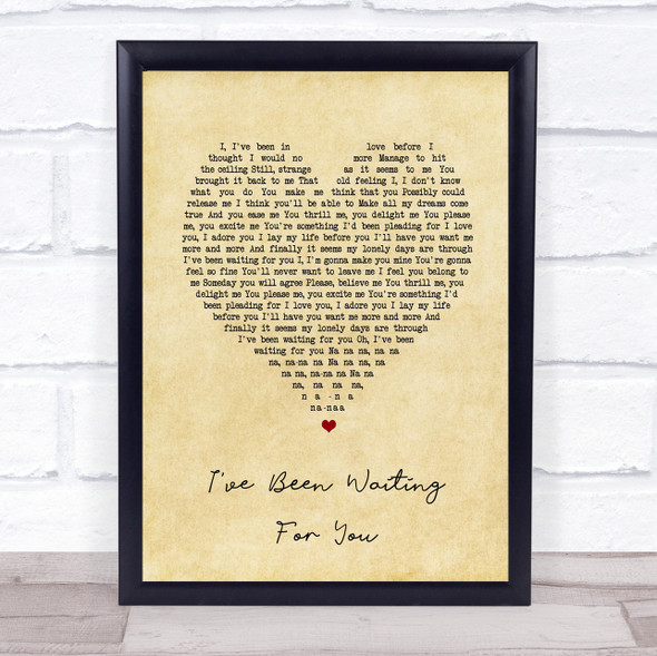 ABBA I've Been Waiting For You Vintage Heart Song Lyric Print