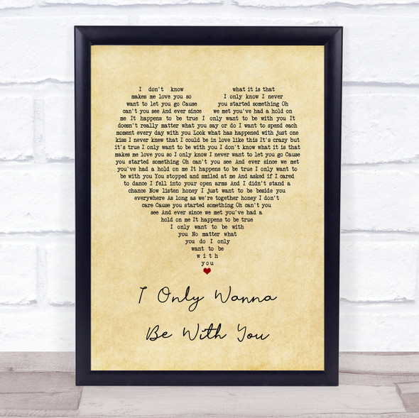 Volbeat I Only Wanna Be With You Vintage Heart Song Lyric Print