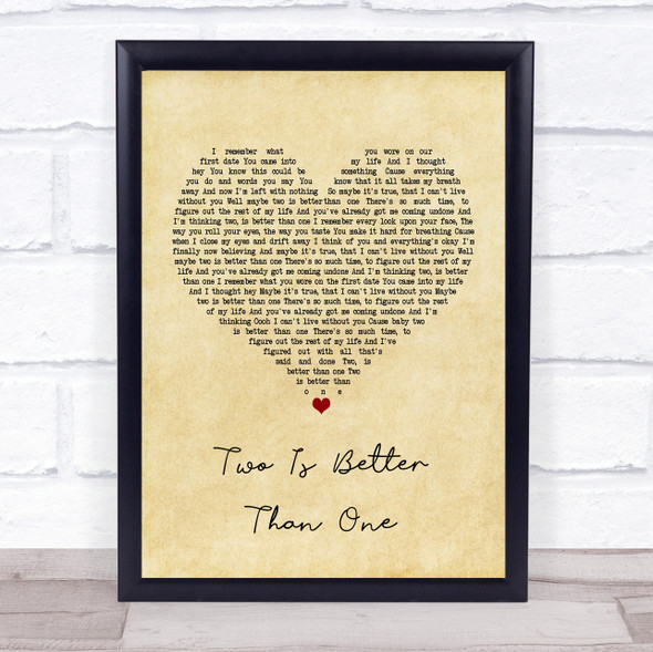 Boys Like Girls Two Is Better Than One Vintage Heart Song Lyric Print