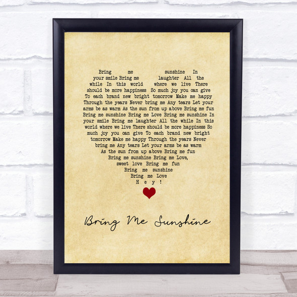 Morecambe and Wise Bring Me Sunshine Vintage Heart Song Lyric Print