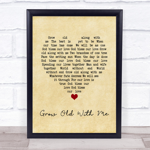 John Lennon Grow Old With Me Vintage Heart Song Lyric Print