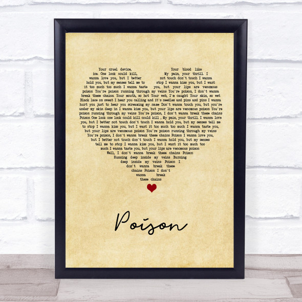 Alice Cooper Poison Vintage Heart Song Print