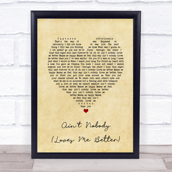 Felix Jaehn Ain't Nobody (Loves Me Better) Vintage Heart Song Lyric Print