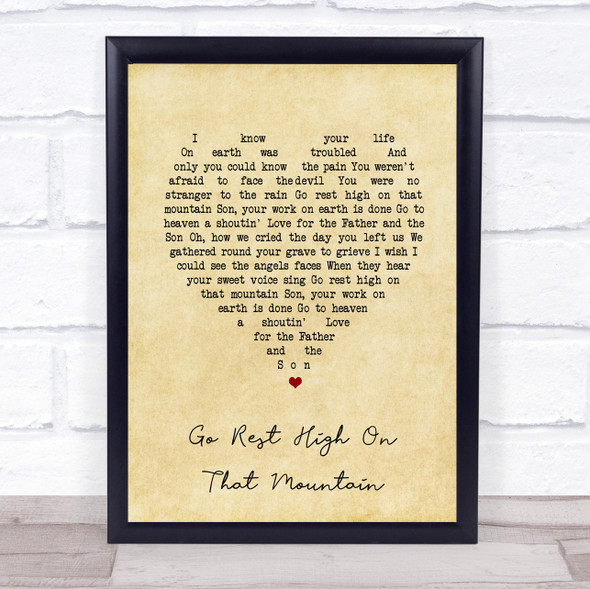 Vince Gill Go Rest High On That Mountain Vintage Heart Song Lyric Print