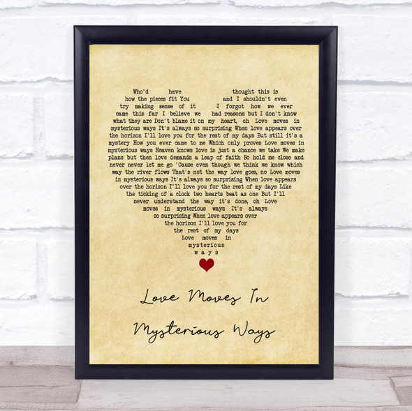 Julia Fordham Love Moves In Mysterious Ways Vintage Heart Song Lyric Print