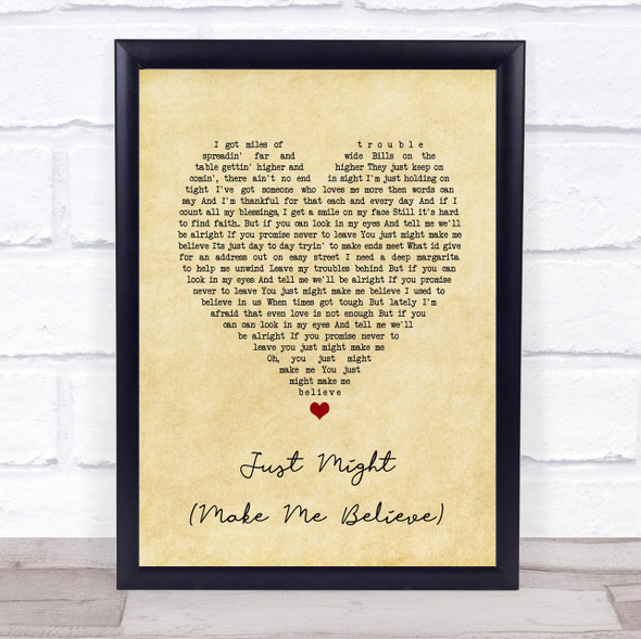 Sugarland Just Might (Make Me Believe) Vintage Heart Song Lyric Print