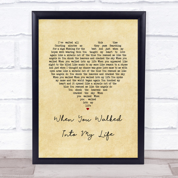 Lila McCann When You Walked Into My Life Vintage Heart Song Lyric Print