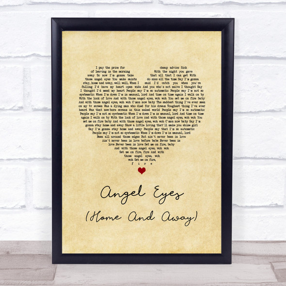 Wet Wet Wet Angel Eyes (Home And Away) Vintage Heart Song Lyric Print