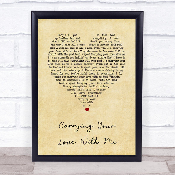 George Strait Carrying Your Love With Me Vintage Heart Song Lyric Print